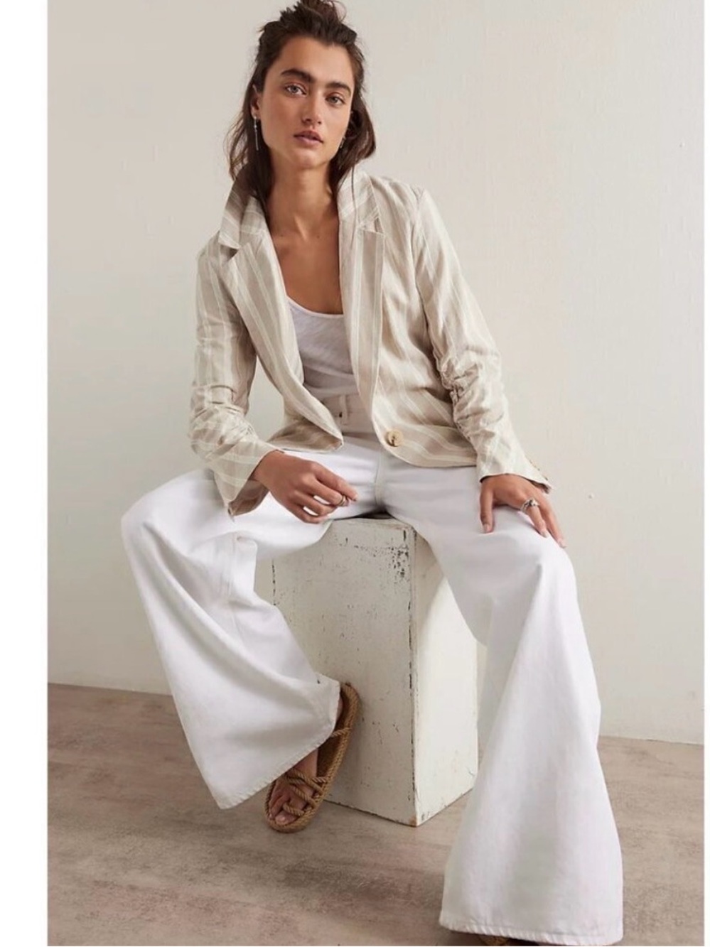 Free People | Linen Cotton Blend Oversized Fern Jacket Blazet